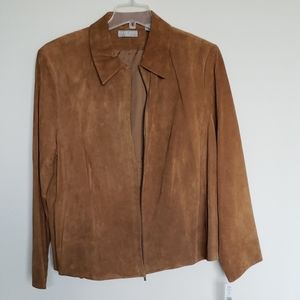 KATE HILL Women's Brown Suede Leather Jacket 22W